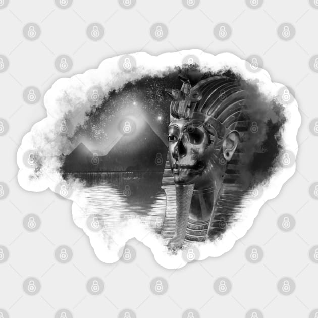 Mystic Pharaoh (b&w) Sticker by FattoAMano